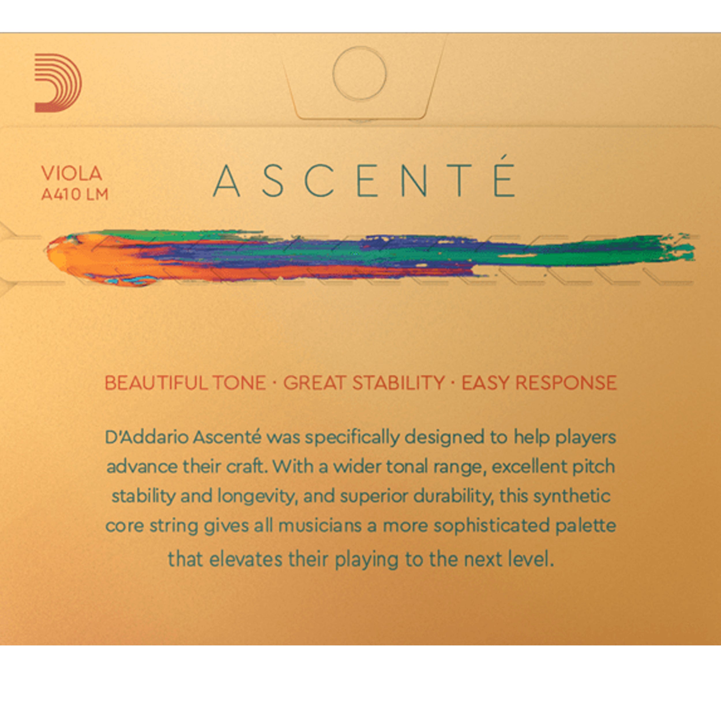 D'Addario Ascenté Viola Strings Set - Medium Gauge Long Scale (10 Pack Bulk) | Professional Quality Viola Strings for Orchestral Performances & Practice Sessions