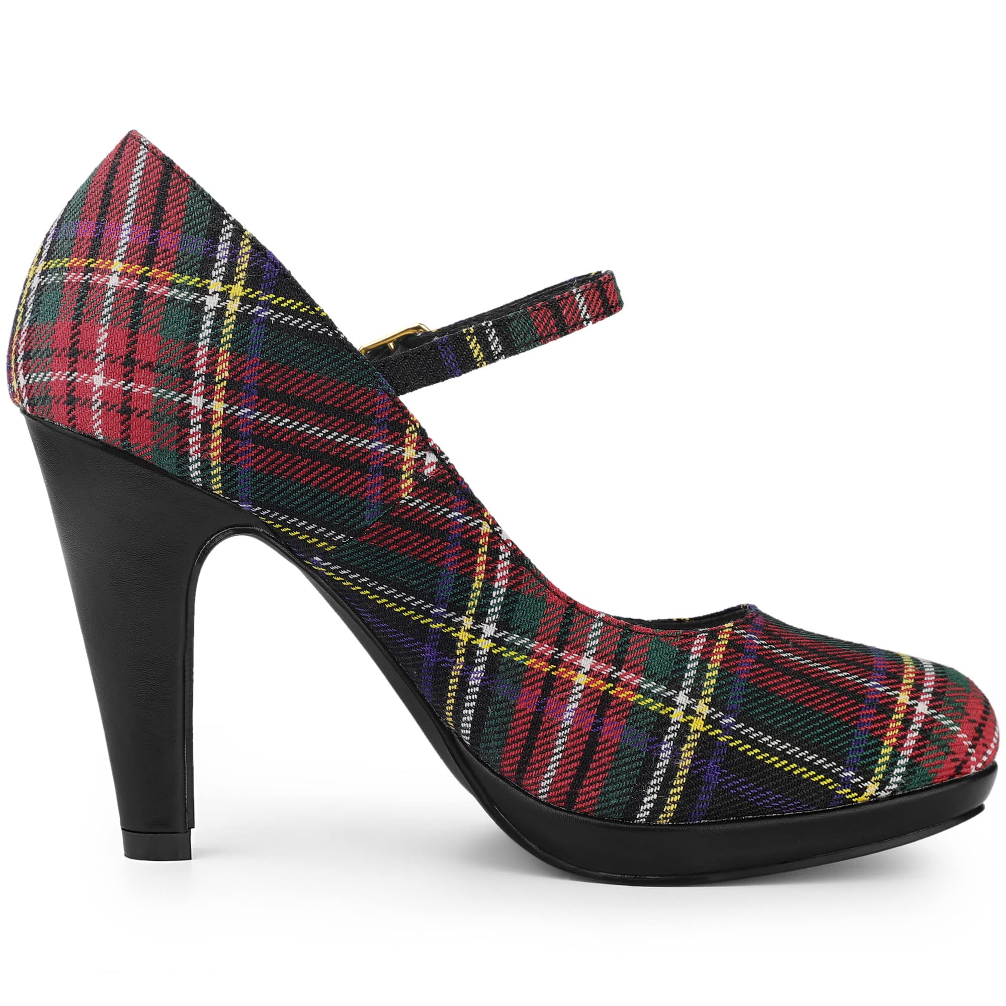 Allegra K Women's Houndstooth Print Platform Stiletto Heels Mary Jane Pumps - Elegant Dress Shoes for Office, Party & Special Occasions