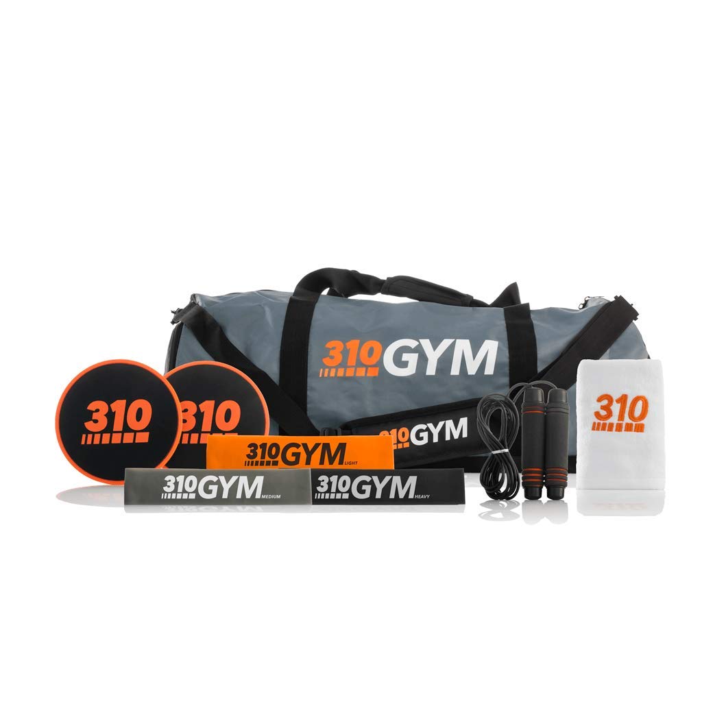 310 Gym Set - Portable Home & Travel Workout Kit with Resistance Bands, Core Sliders, Exercise Ball, Jump Rope & Towel | Perfect for Home Gym, Office & Outdoor Fitness | Strength Training & Cardio Equipment