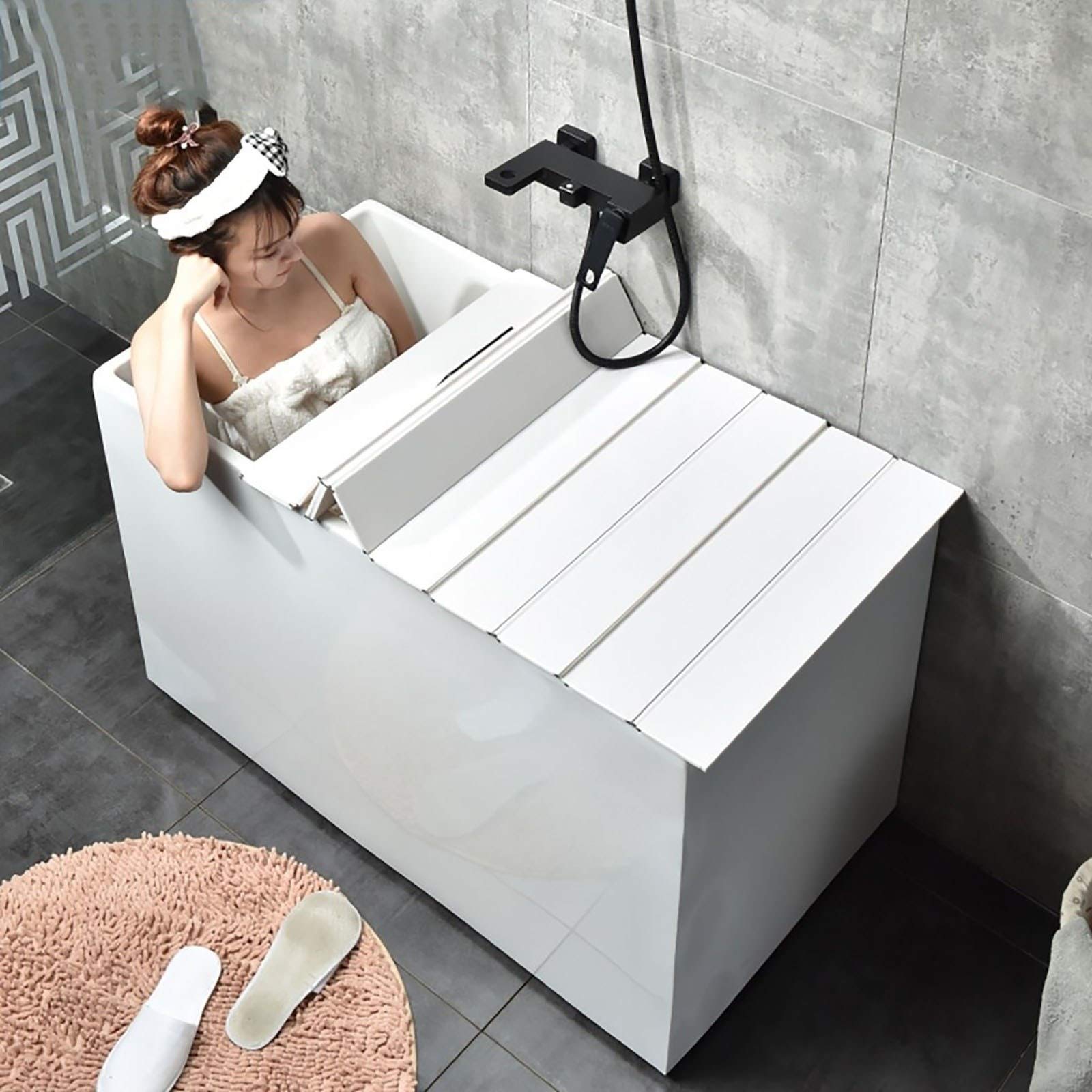 Premium White PVC Bathtub Tray & Cover - 153×80×0.6cm Folding Dust Board, Insulation Lid & Shutter for Bath - Perfect for Relaxing Baths, Spa Days & Bathroom Organization