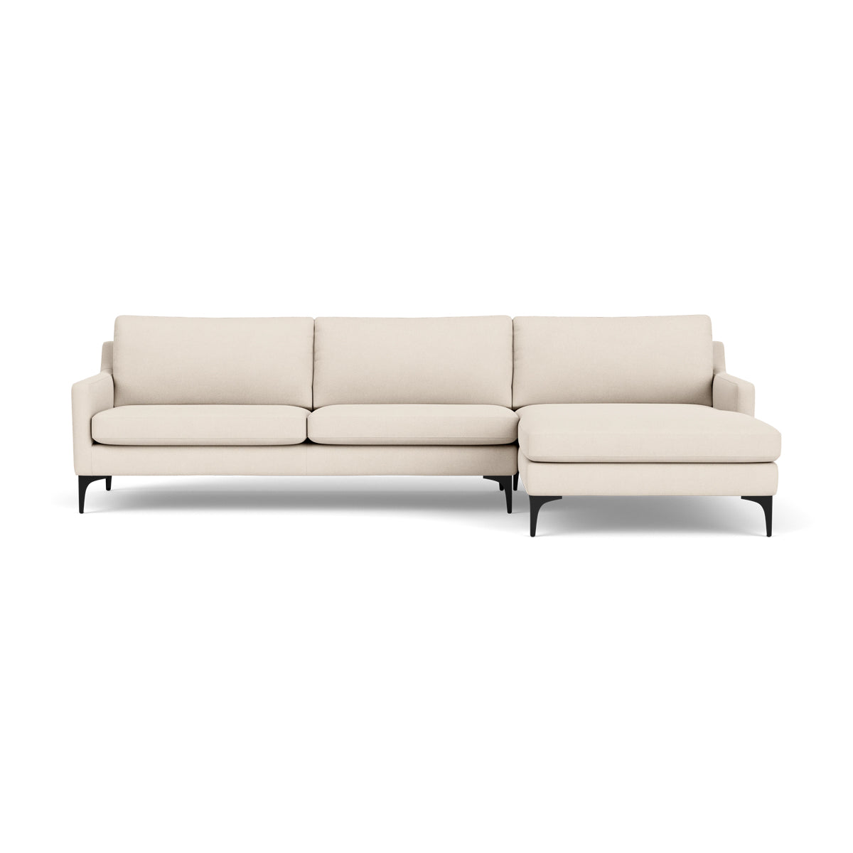 Astha Fabric Right Chaise Sofa - Modern Upholstered Sectional Couch for Living Room, Lounge & Small Spaces