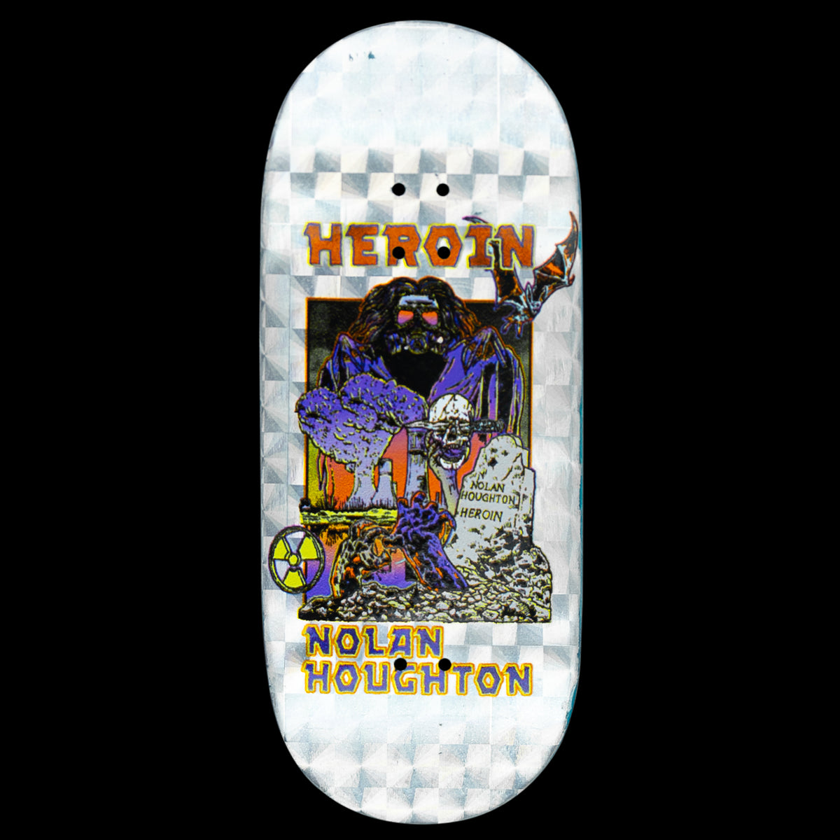 Maple Labs Fingerboard Deck - Nolan Houghton Video City II Hellscape - Professional Skateboard Miniature for Tricks & Stunts - Perfect for Indoor Practice & Street Style Training