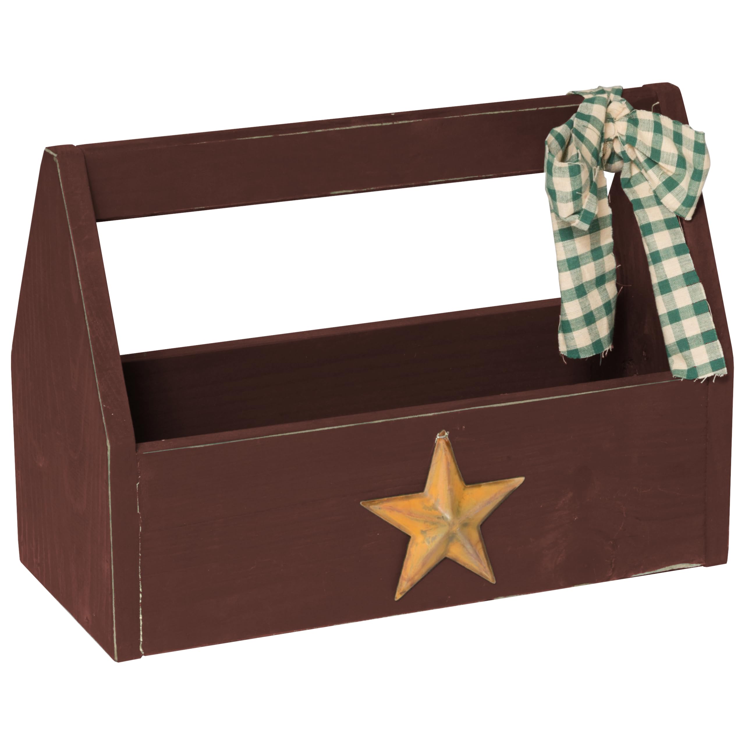 Farmhouse Style Pine Wood Tote Planter Box - Rustic Burgundy Planter for Indoor & Outdoor Decor - Perfect for Home, Garden, and Patio Use