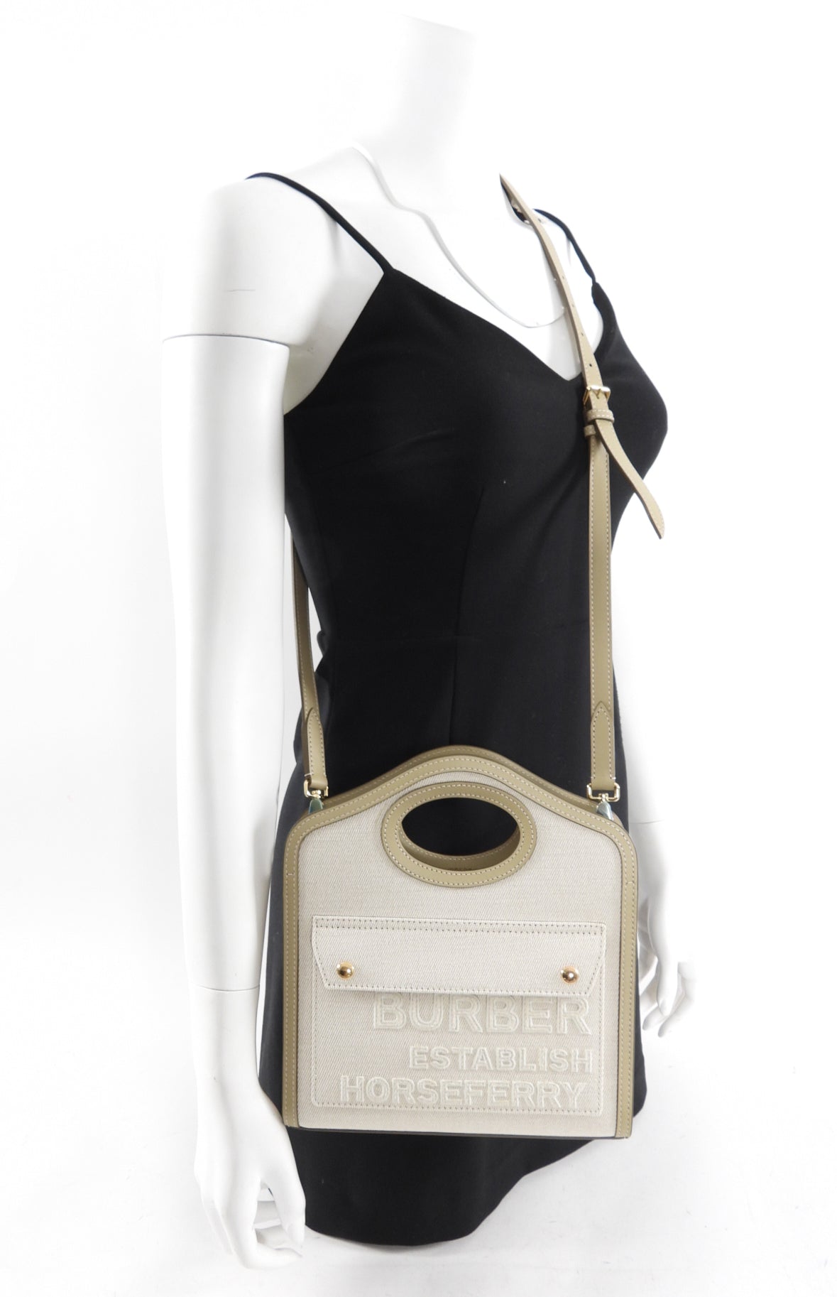 Burberry Small Pocket Bag in Ecru & Toile Canvas | Crossbody Shoulder Bag for Women | Perfect for Everyday Use, Travel & Date Nights