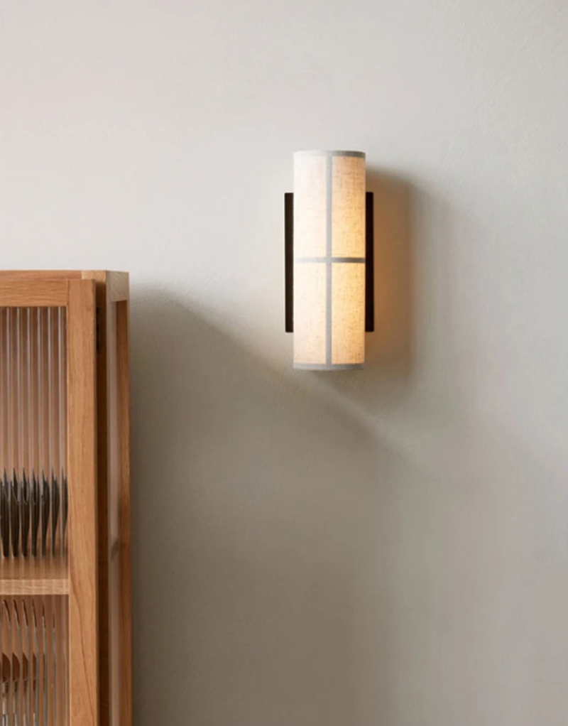 Lina Woven Fabric Wall Lamp - Modern Handwoven Rattan Light Fixture for Bedroom, Living Room & Nursery - Soft Ambient Lighting for Cozy Home Decor