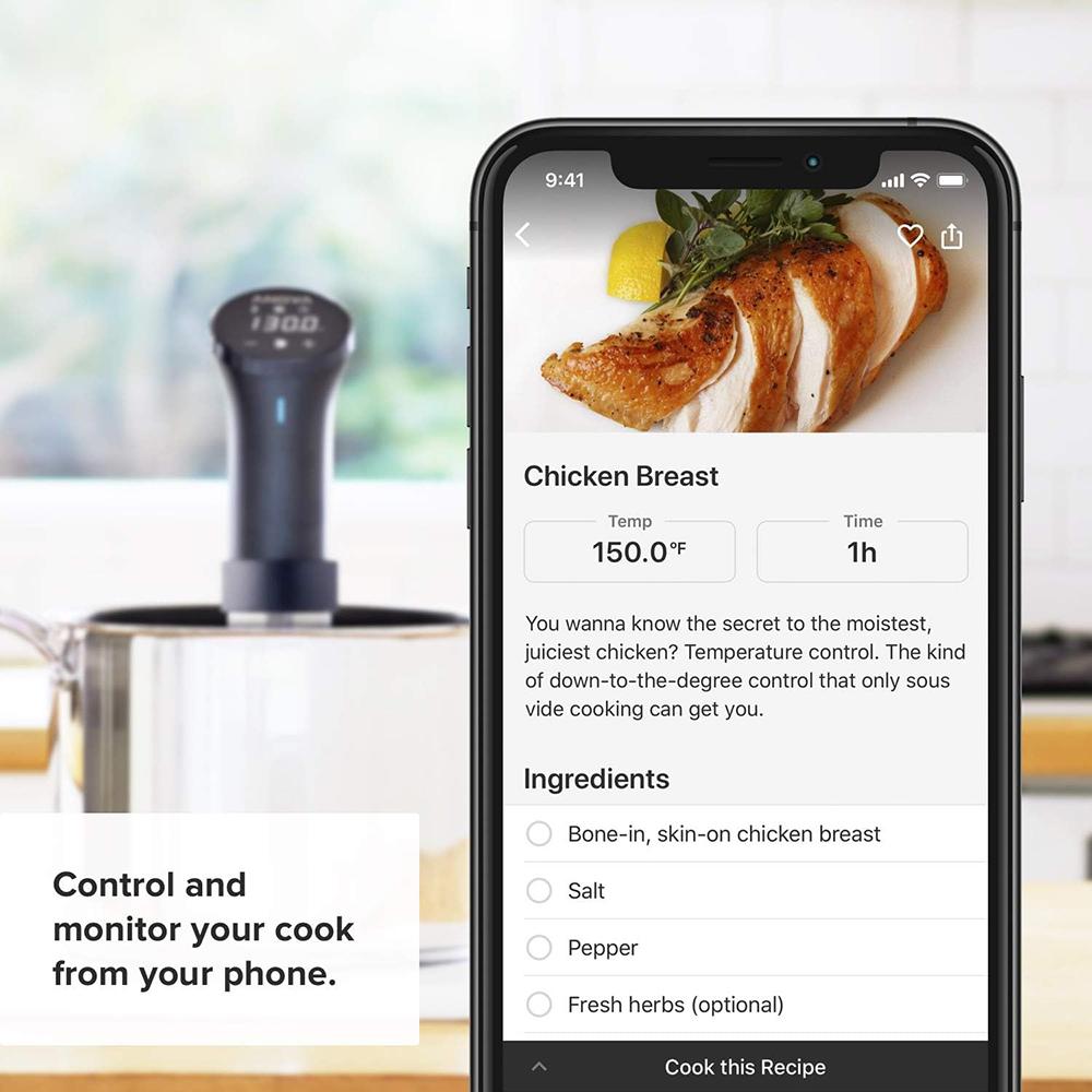 Anova Sous Vide Precision Cooker 1000W with WiFi - Professional Immersion Circulator for Perfect Steak, Chicken & Fish - Includes 1 Year Warranty (Open Box) - Ideal for Home Chefs & Restaurant Cooking