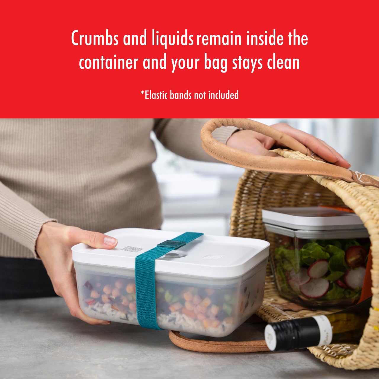 ZWILLING Fresh & Save Airtight BPA-Free Plastic Lunch Box - Grey Semitransparent Food Storage Container for Meal Prep, Office Lunch & Picnics - Medium Size