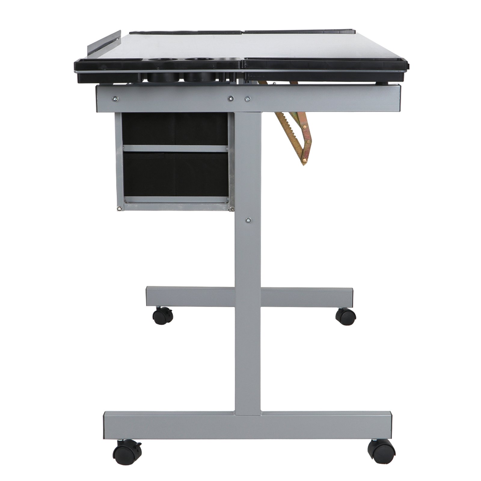 Adjustable Drafting Table with Wheels - Tilting Glass Top Artist Desk for Drawing & Crafting, Includes Storage & Side Tray - Perfect for Home Office, Studio & Art Classroom Workspaces