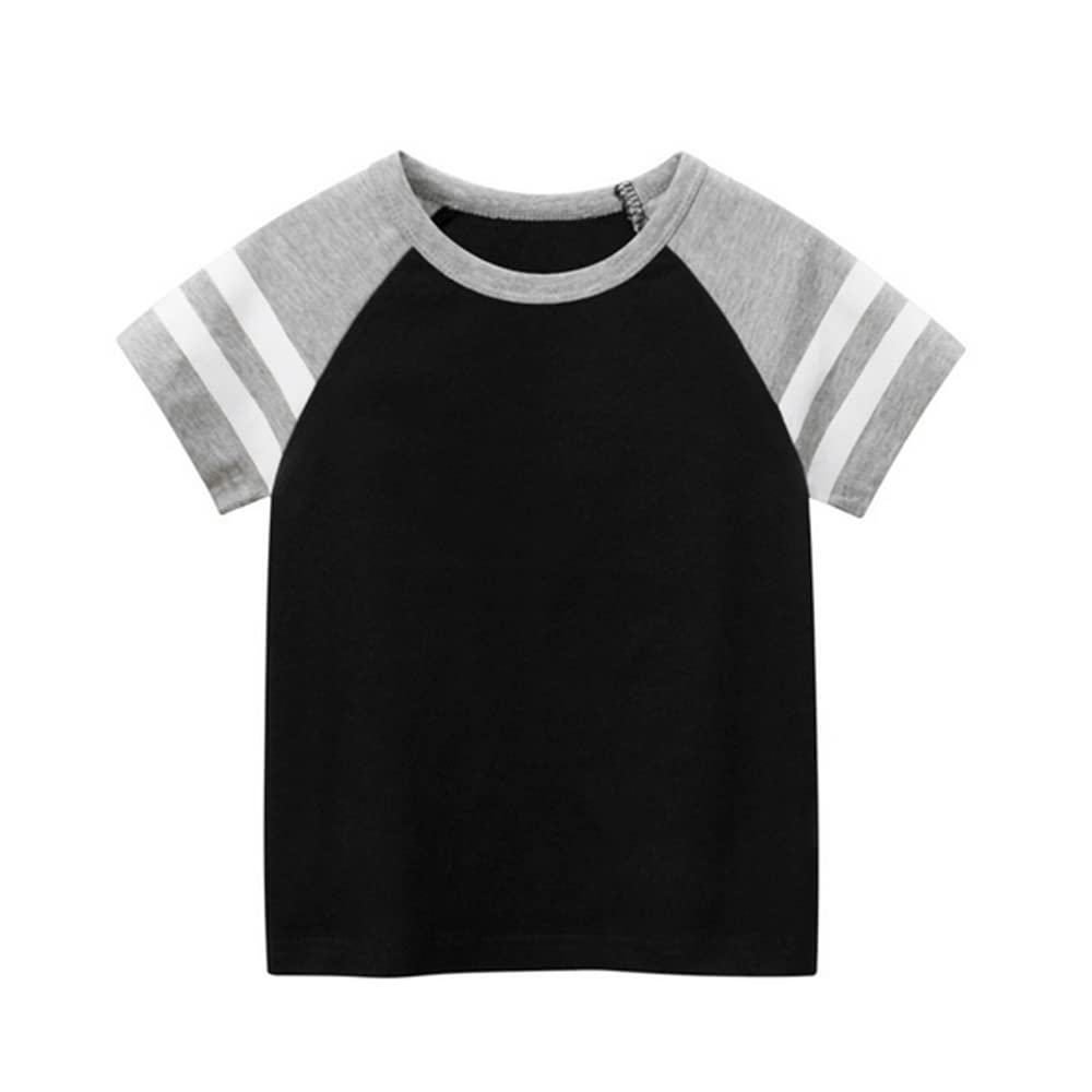 Toddler's Summer Striped Patchwork Short Sleeve T-Shirt for Boys & Girls - Cute Casual Playwear for Beach, Park & Outdoor Activities