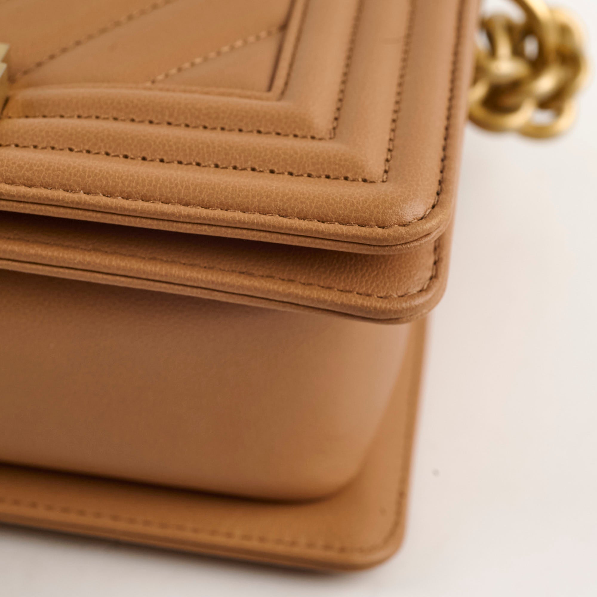 Chanel Small Chevron Boy Bag in Dark Beige - 28 Series Luxury Crossbody Bag for Women | Perfect for Date Night, Parties & Special Occasions