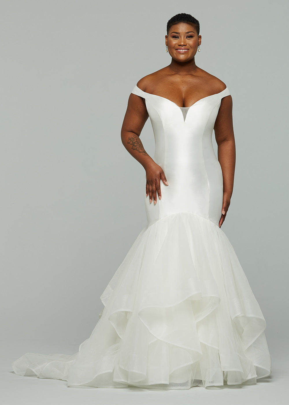 Cassidy Mikado Fit Flare Dress - Off The Shoulder Straps & Tiered Skirt for Women | Perfect for Weddings, Parties & Special Occasions