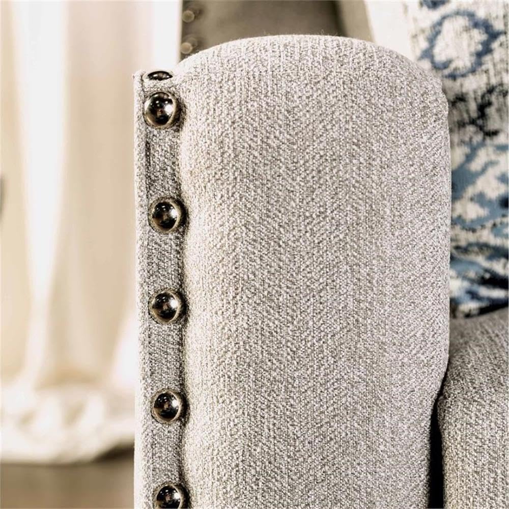 Furniture of America Brill Transitional Fabric Nailhead Sofa - Light Gray Modern Living Room Couch for Home & Office Decor
