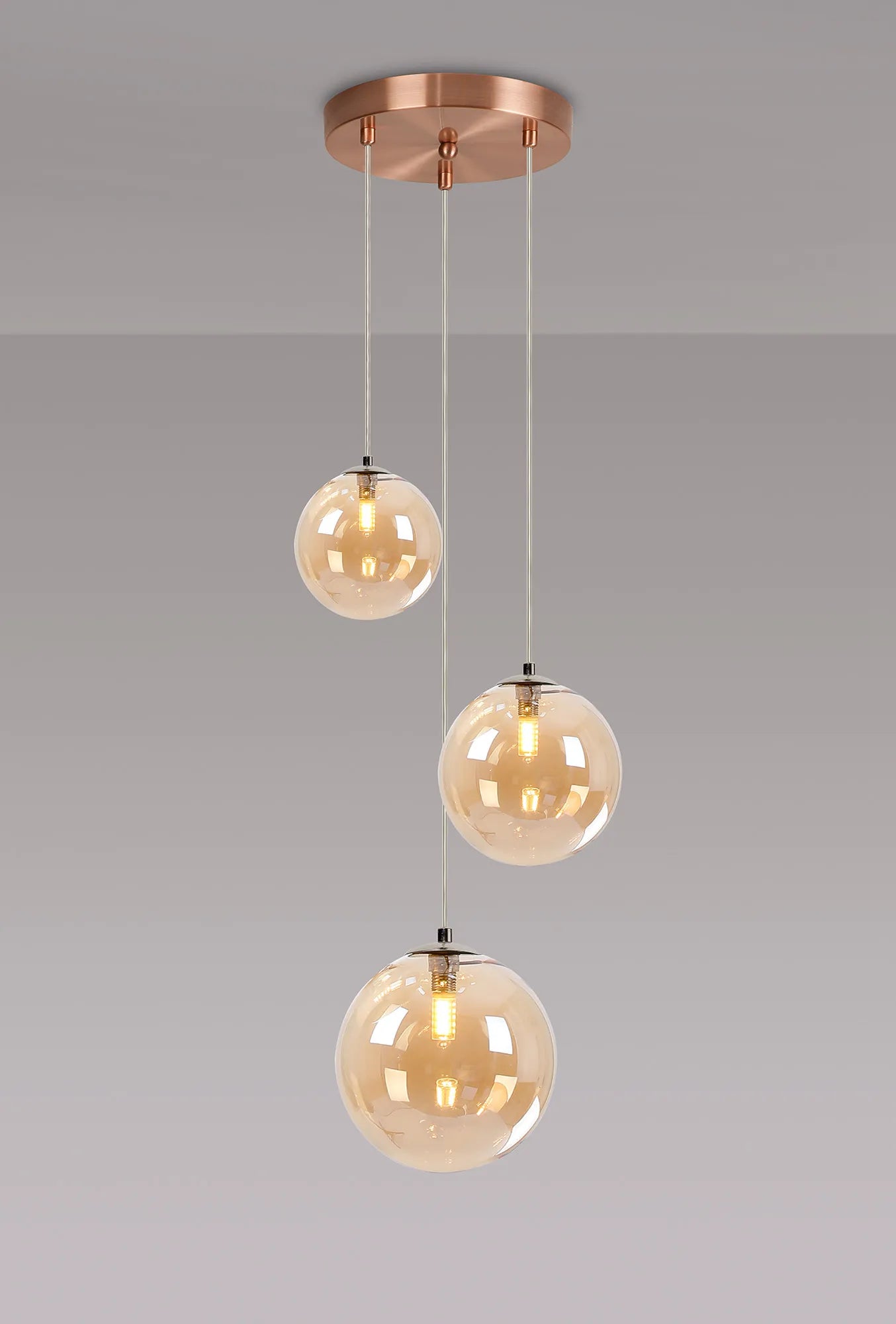 Austin 31cm Round Glass Pendant Light Fixture with 3 G9 Bulb Sockets - Perfect for Kitchen Island, Dining Room, and Modern Home Lighting