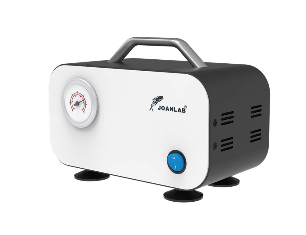 JOANLAB 10L/min Oil-Free Vacuum Diaphragm Pump for Laboratory Filtration - Includes Rubber Tubing | Ideal for Chemistry Experiments, Medical Research & Scientific Applications