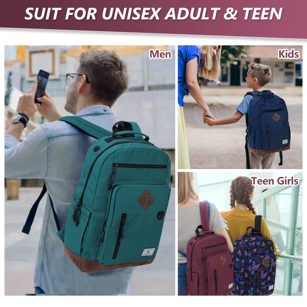 VX VONXURY Lightweight Water Resistant Travel Backpack for Men & Women - Durable Bookbag with Multiple Pockets for School, Work, Hiking & Daily Commute