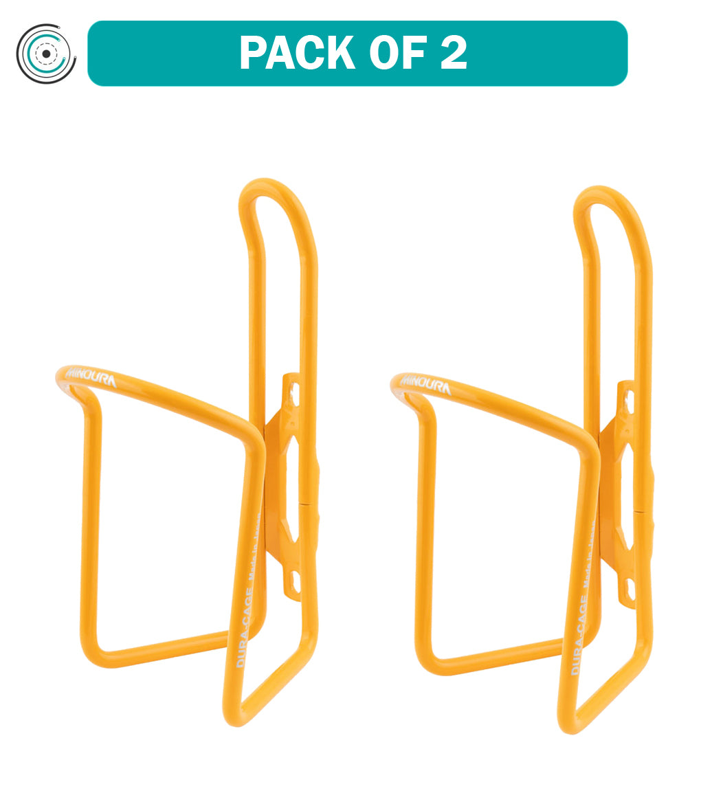 2 Pack Minoura AB100 5.5 Dura Cage Standard Energy Yellow PC Duralumin Braze-On Bike Bottle Cage - Lightweight & Durable for Road Bikes, Mountain Bikes & Cycling Accessories
