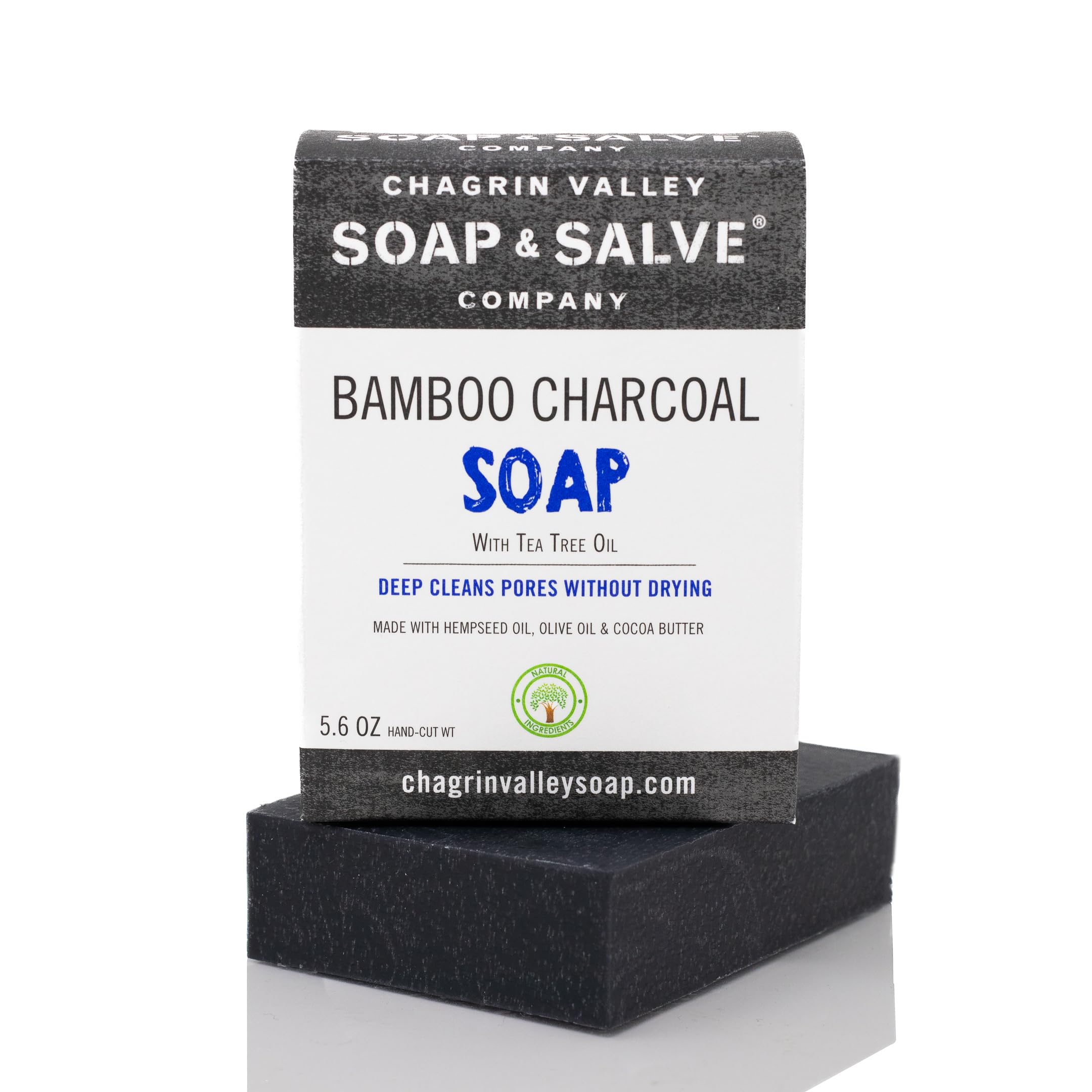 Organic Bamboo Charcoal Soap Bar by Chagrin Valley - Natural Deep Cleansing & Detoxifying Face & Body Soap for Acne, Oily Skin & Blackheads - Perfect for Daily Skincare Routine & Spa Day at Home