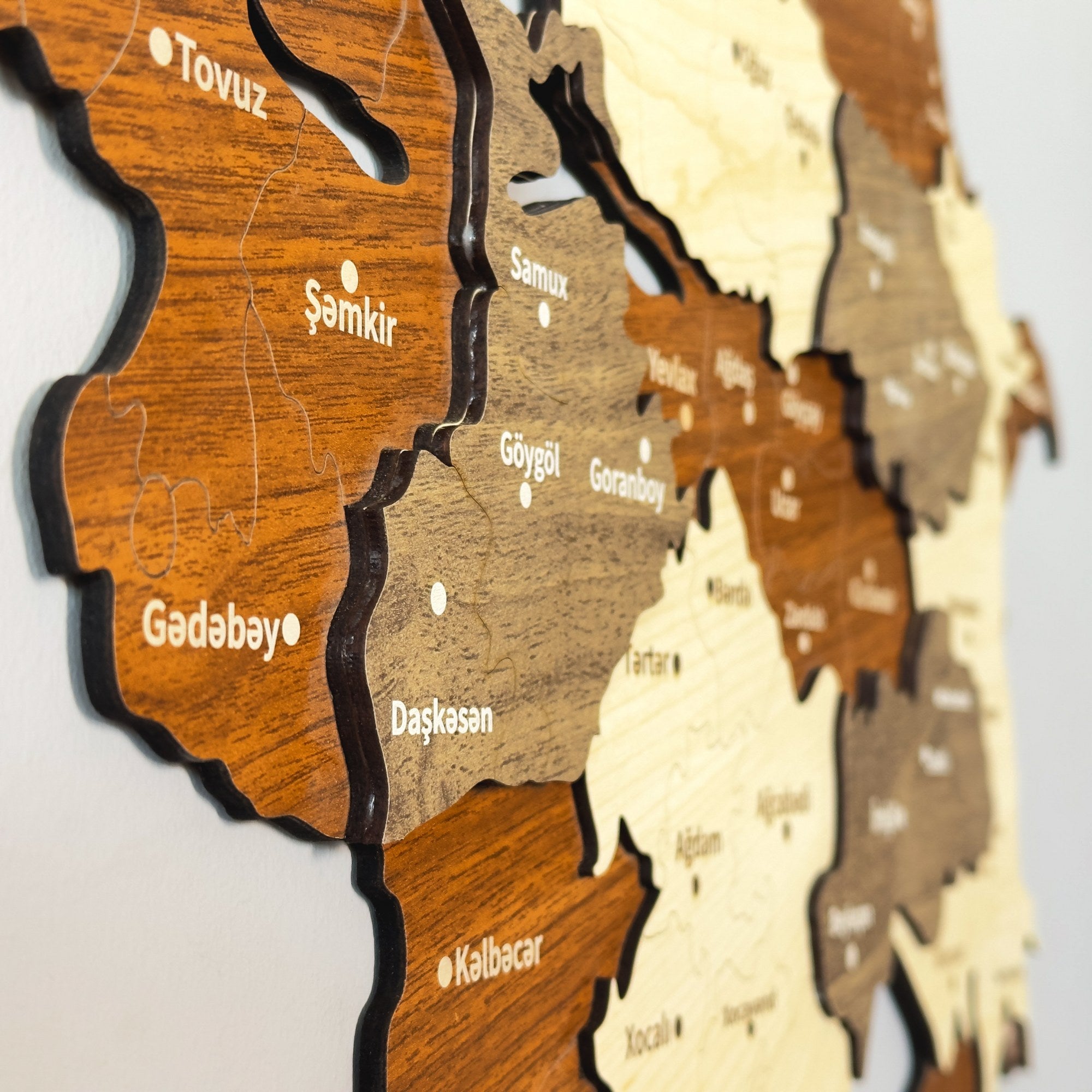Handcrafted Azerbaijan Wooden Wall Map - Islamic Wall Art Decor for Home & Office - Perfect for Living Room, Bedroom, or Gift