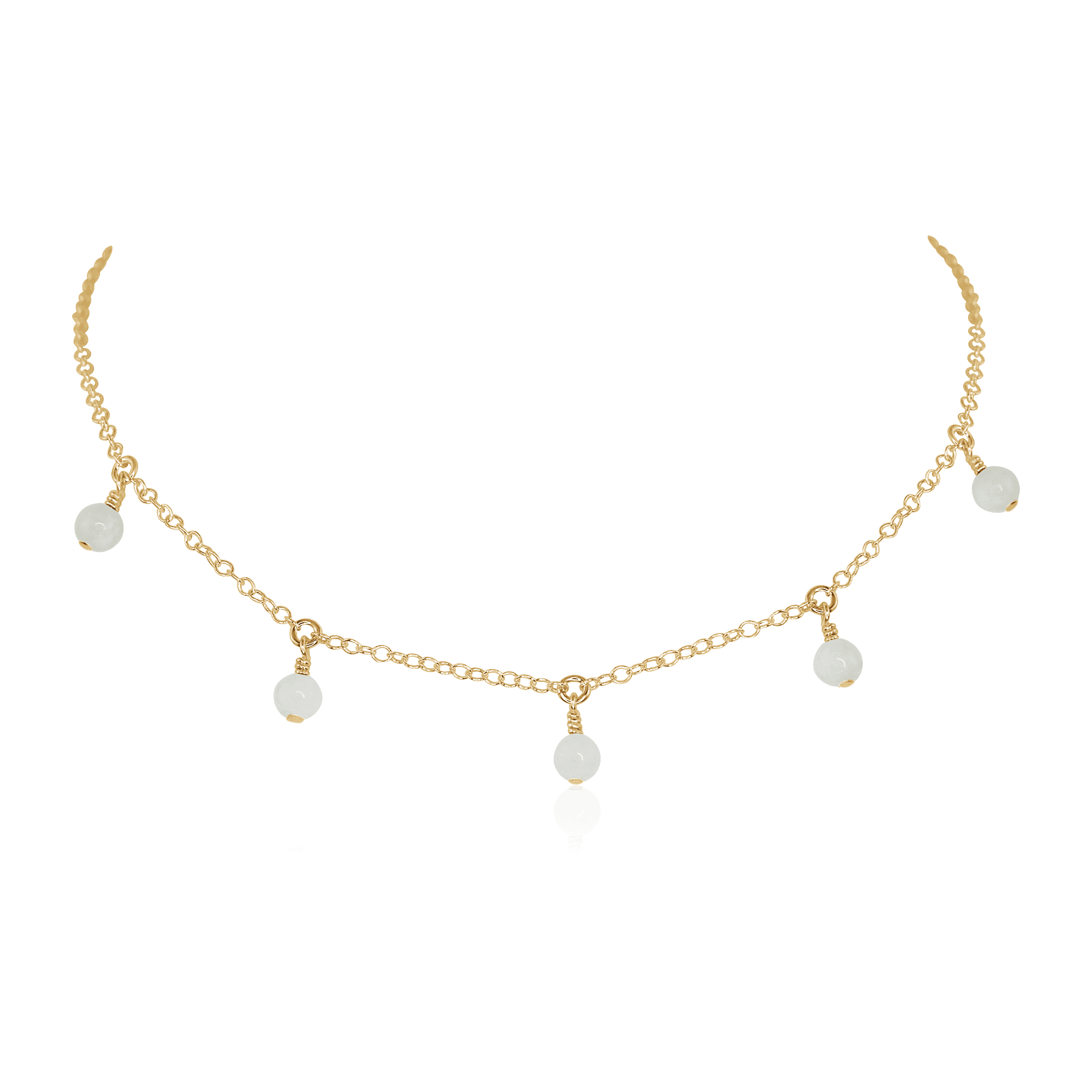 White Moonstone Bead Drop Choker Necklace - Elegant Bohemian Jewelry for Women | Perfect for Weddings, Parties & Everyday Wear