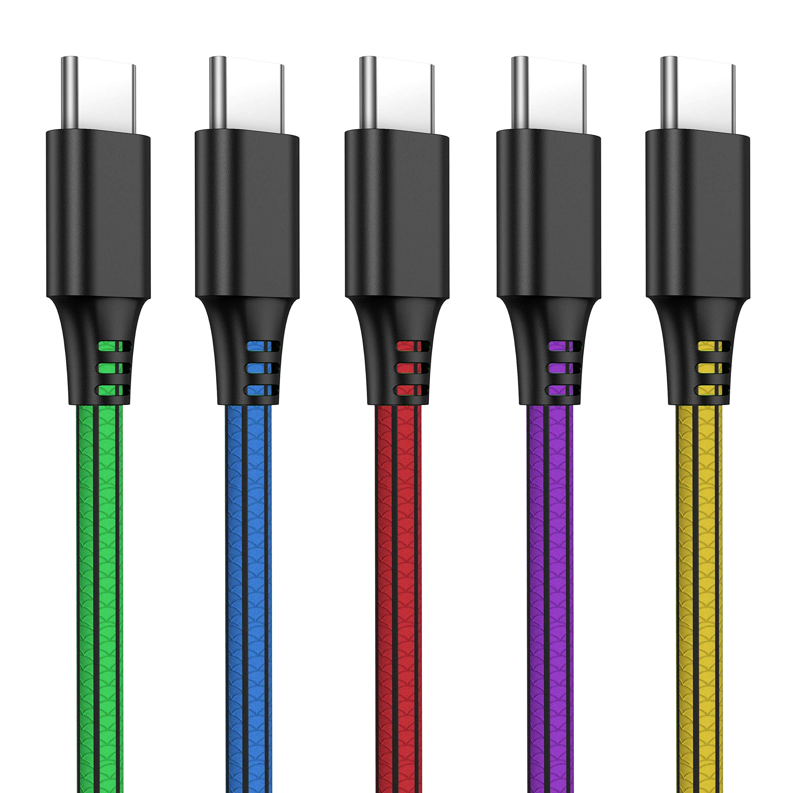 SCHITEC 5 Pack USB C Fast Charging Cable - 3FT Type C Charger Cord for Samsung Galaxy S21/S20/S10/S9/S8/Note 9/8, LG G5, Google Pixel XL | Durable PVC Data Sync Cable for Phones, Tablets & USB-C Devices | Perfect for Home, Office & Travel Charging