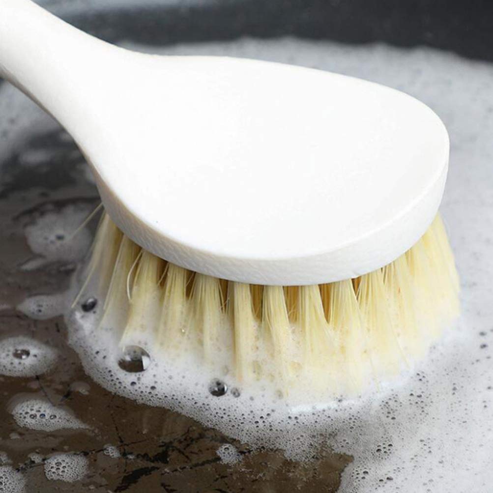 Hemoton 1-Piece Long Handle Pot Scrubber Brush - Durable Kitchen Cleaning Brush for Pots, Pans & Dishes - Perfect for Home Kitchen, Camping & Outdoor Cooking (Stainless Steel Scrubber with Ergonomic Handle)