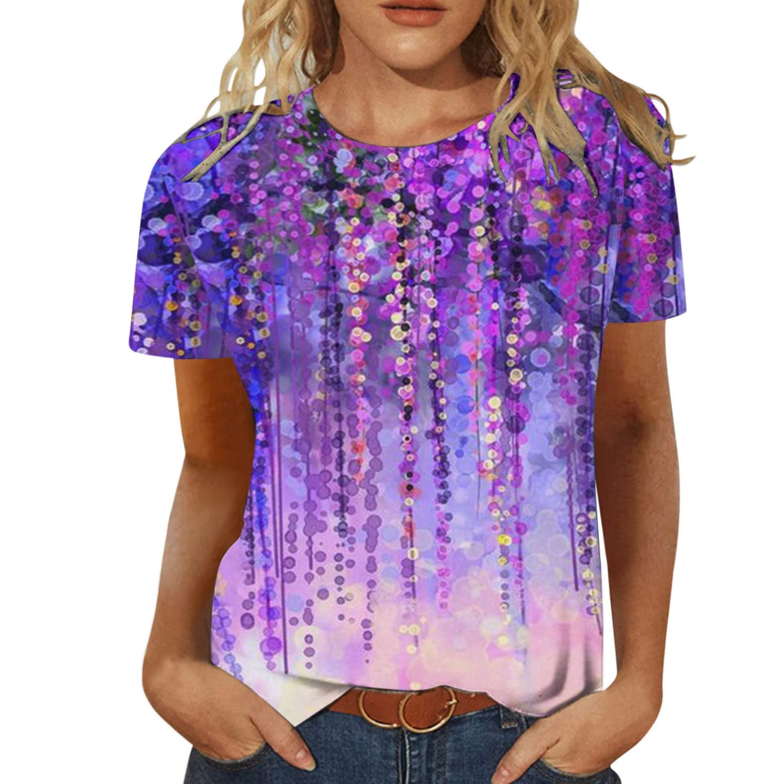 Women's Slim Fit Round Neck Graphic T-Shirts - Casual Short Sleeve Soft Blouse for Juniors & Teens | Perfect for Everyday Wear, School, and Weekend Outfits