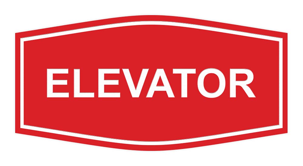 ByLITA Fancy Elevator Sign (Red) - Large Decorative Metal Sign for Home, Office & Commercial Spaces - Perfect for Elevators, Doors & Wall Decor