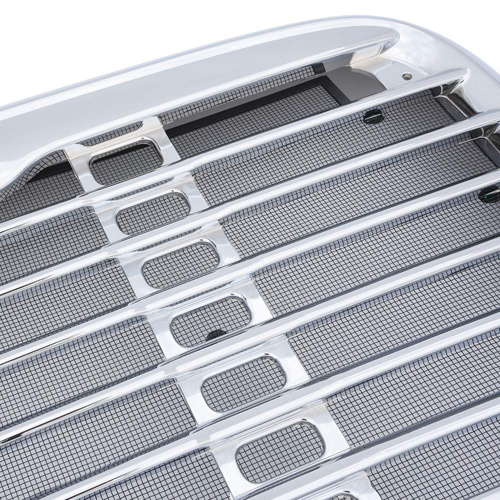 Chrome Triple Plated Front Hood Radiator Grill Grille with Bug Screen for Freightliner Columbia 2000-2008 | Replacement for A1715251002 & A1715251003 | Perfect for Truck Upgrades & Highway Protection