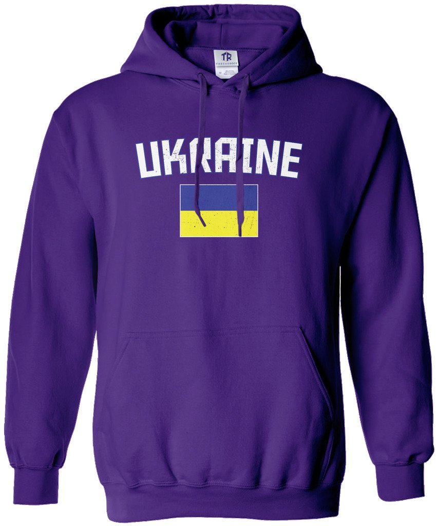 Threadrock Women's Ukraine Flag Hoodie Sweatshirt - Cozy Pullover Fleece Hooded Sweatshirt with Ukrainian Flag Design | Perfect for Casual Wear, Sports Events & Patriotic Support