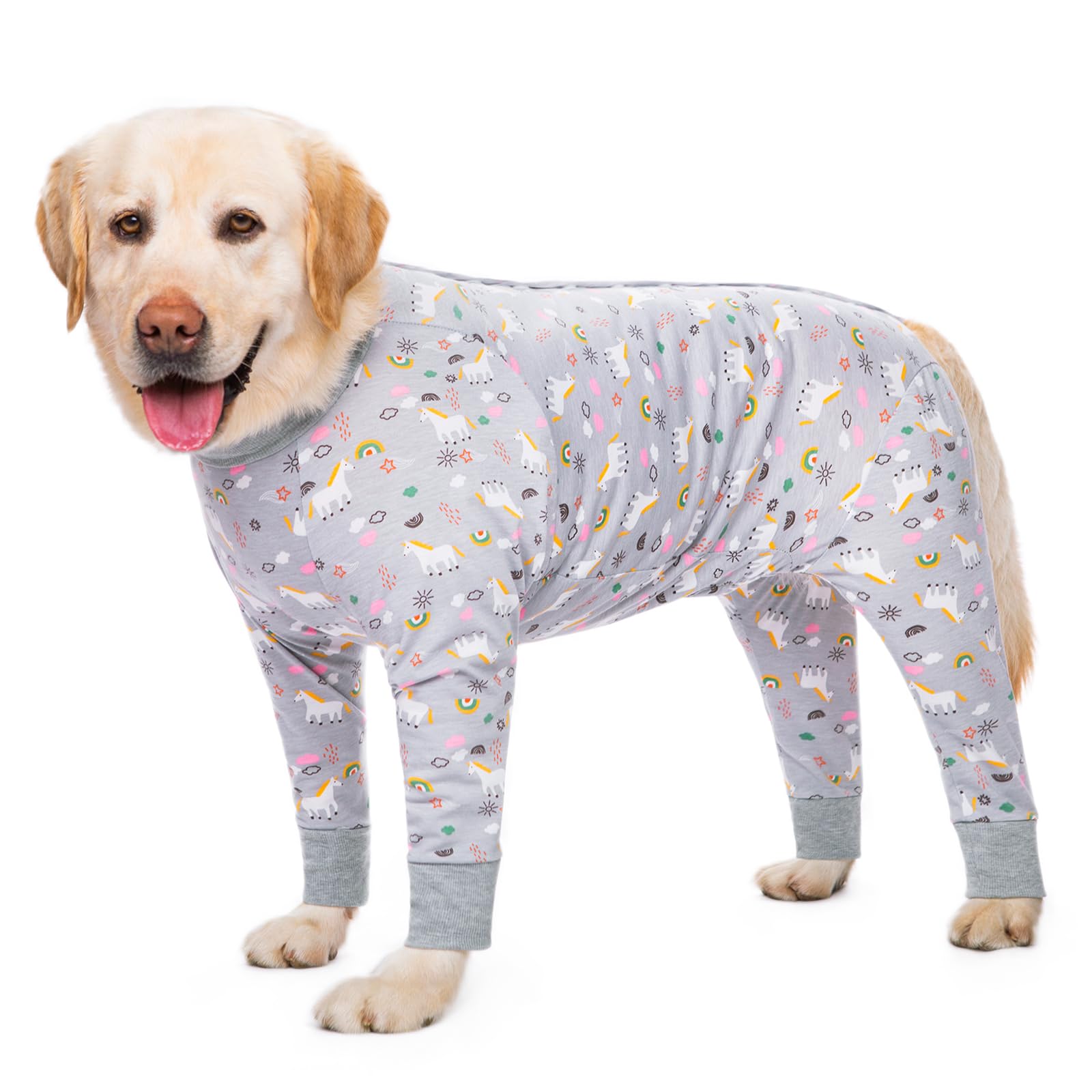 Post-Surgery Recovery Suit for Large & Medium Dogs - Soft, Breathable Anti-Licking Dog Onesie | E-Collar & Cone Alternative | Pet Bodysuit for Wound Protection & Hair Loss Prevention (4XL, Grey Pony) - Perfect for Post-Op Care, Spay/Neuter Recovery & Skin Protection