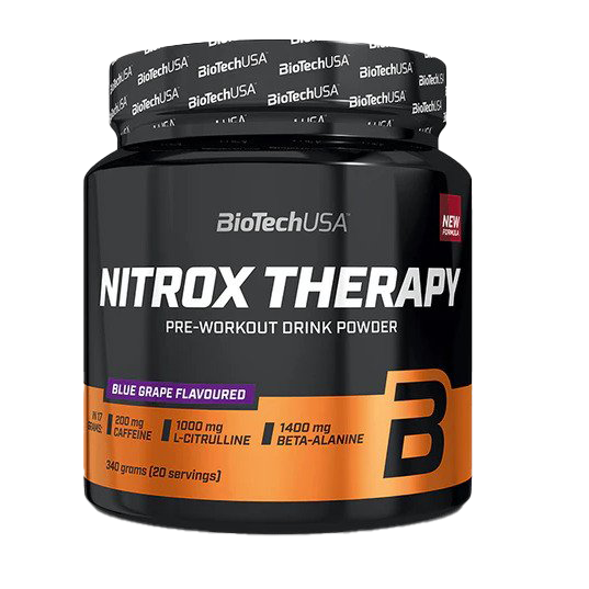 BioTechUSA Nitrox Therapy - Premium Blue Grape Flavor Sports Recovery Drink | Post-Workout Hydration & Muscle Recovery Supplement for Athletes & Fitness Enthusiasts