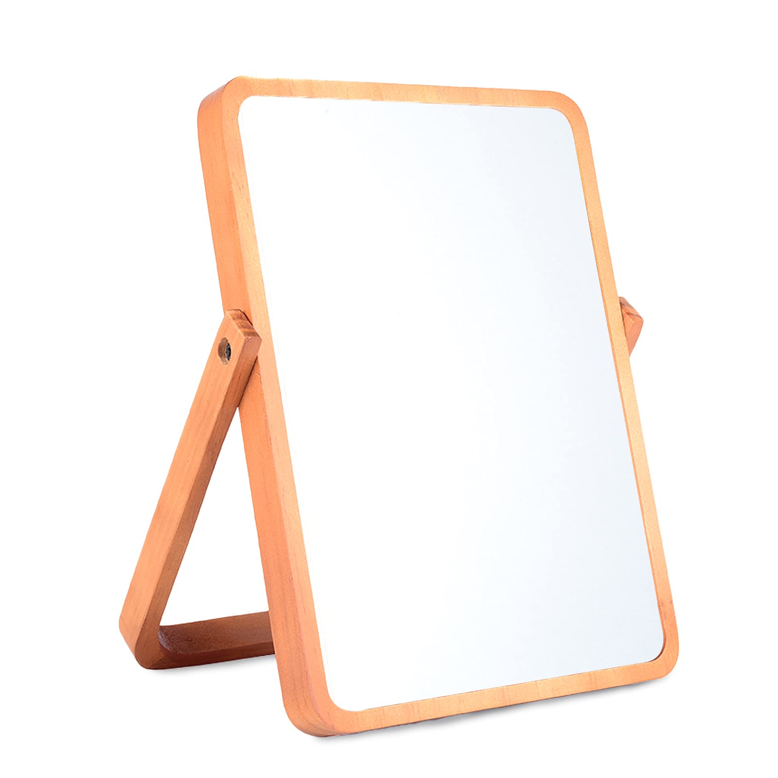 Wooden Makeup Mirror - Rectangle Desk & Wall-Mounted for Bedroom, Bathroom