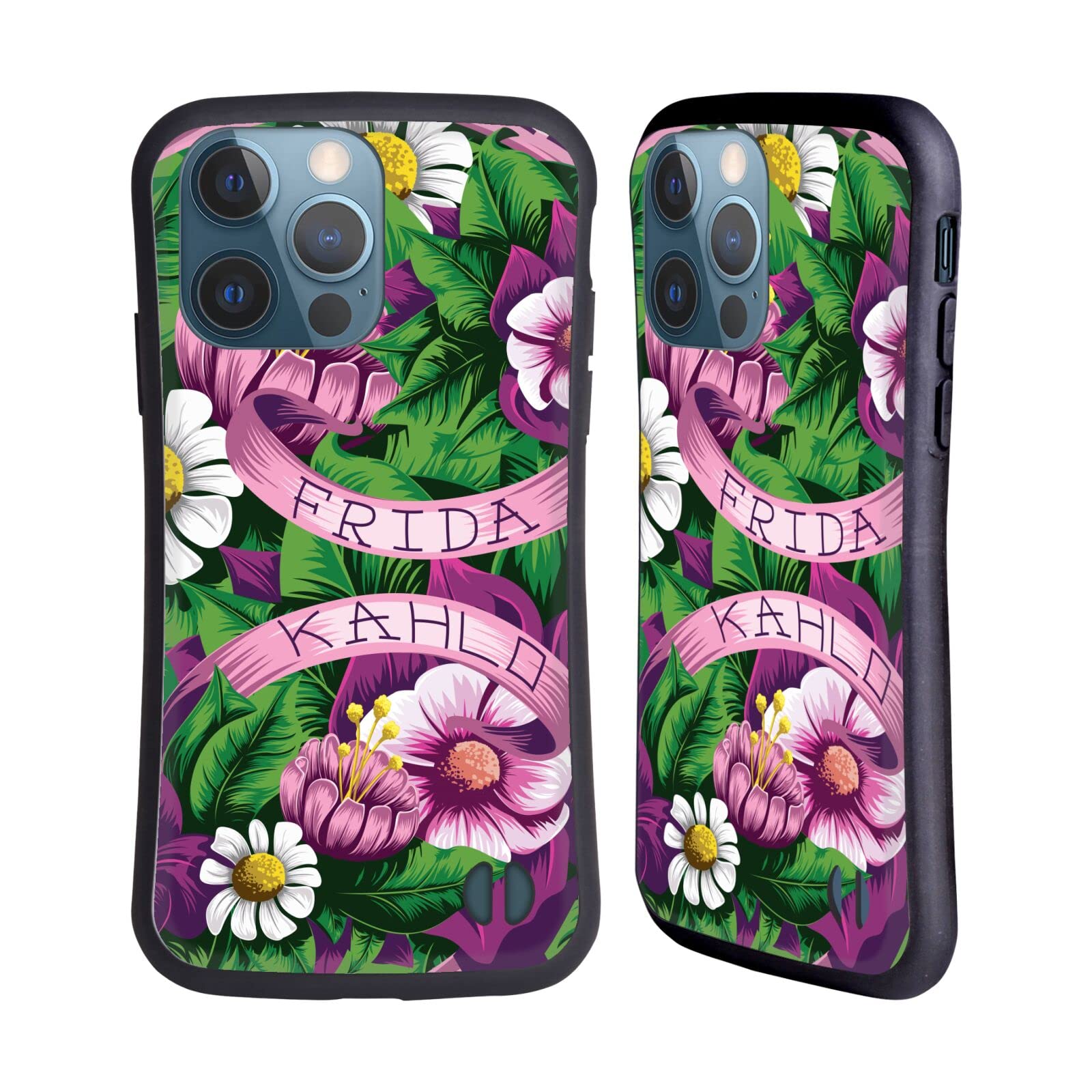 Officially Licensed Frida Kahlo Floral iPhone 13 Pro Case - Purple Lace Hybrid Cover for Women | Artistic Phone Protection for Work, Travel & Everyday Use