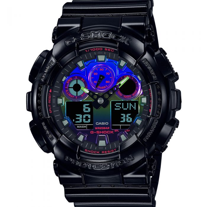 G Shock GA100RGB-1 Rainbow Color Digital Sports Watch for Men - Durable Waterproof Watch for Gamers, Outdoor & Casual Wear