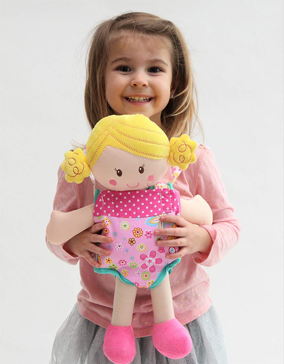 Patchwork Pink Doll Carrier - Comfortable Straps for Baby Playtime