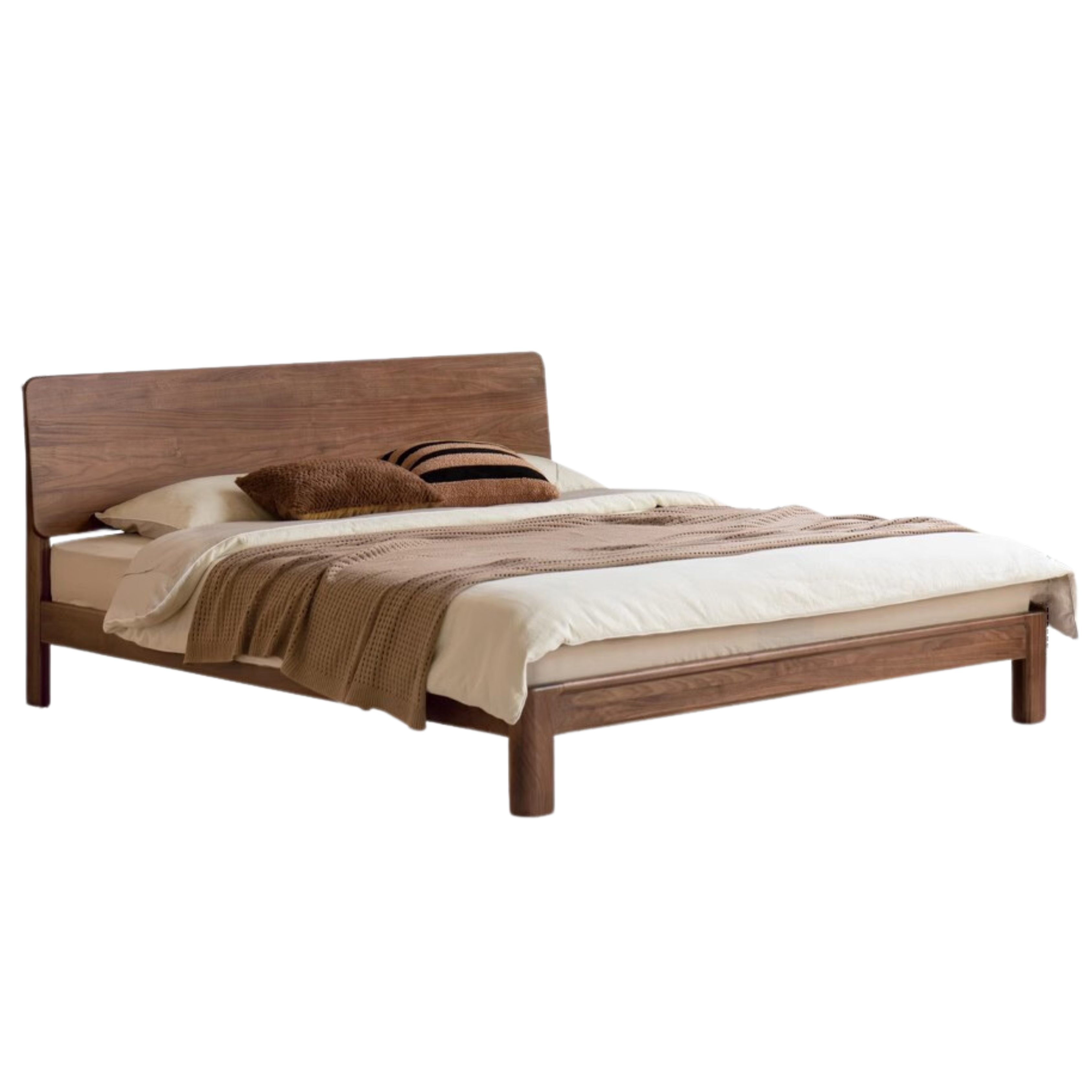 Premium Black Walnut Solid Wood Bed Frame - Queen Size, Handcrafted Hardwood Bed with Sturdy Support - Perfect for Master Bedroom, Guest Room & Farmhouse Decor
