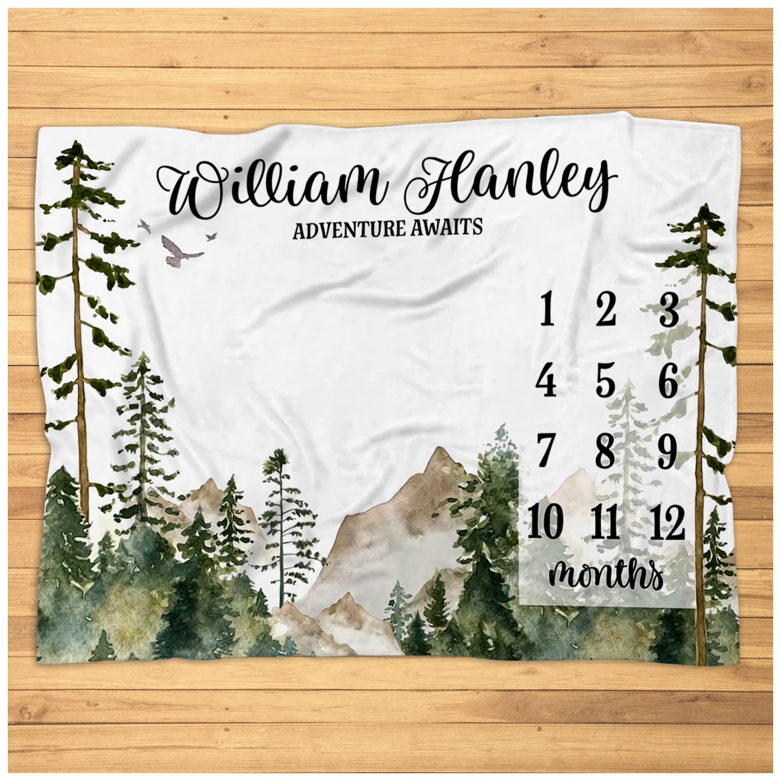 Personalized Baby Blanket - Custom Growth Tracker & Super Soft Plush Fleece Blanket | Newborn Gift for Baby Boy Nursery | Perfect for Monthly Milestone Photos & Cozy Snuggles