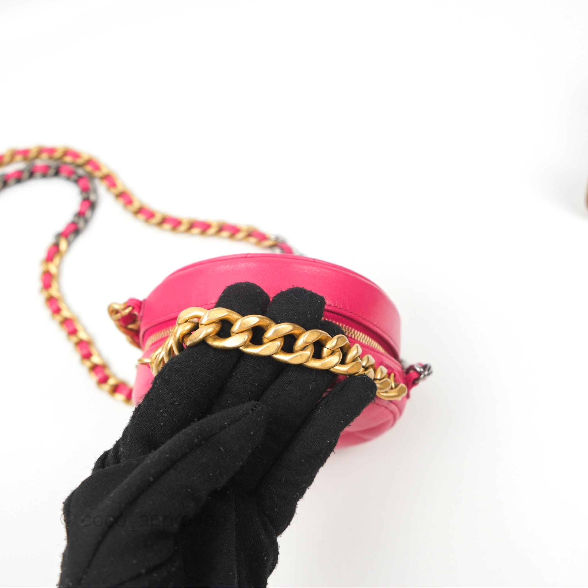 Chanel 19 Round Clutch with Chain - Dark Pink Mixed Hardware Crossbody Bag for Women | Luxury Evening Purse for Parties, Dinner Dates & Special Occasions