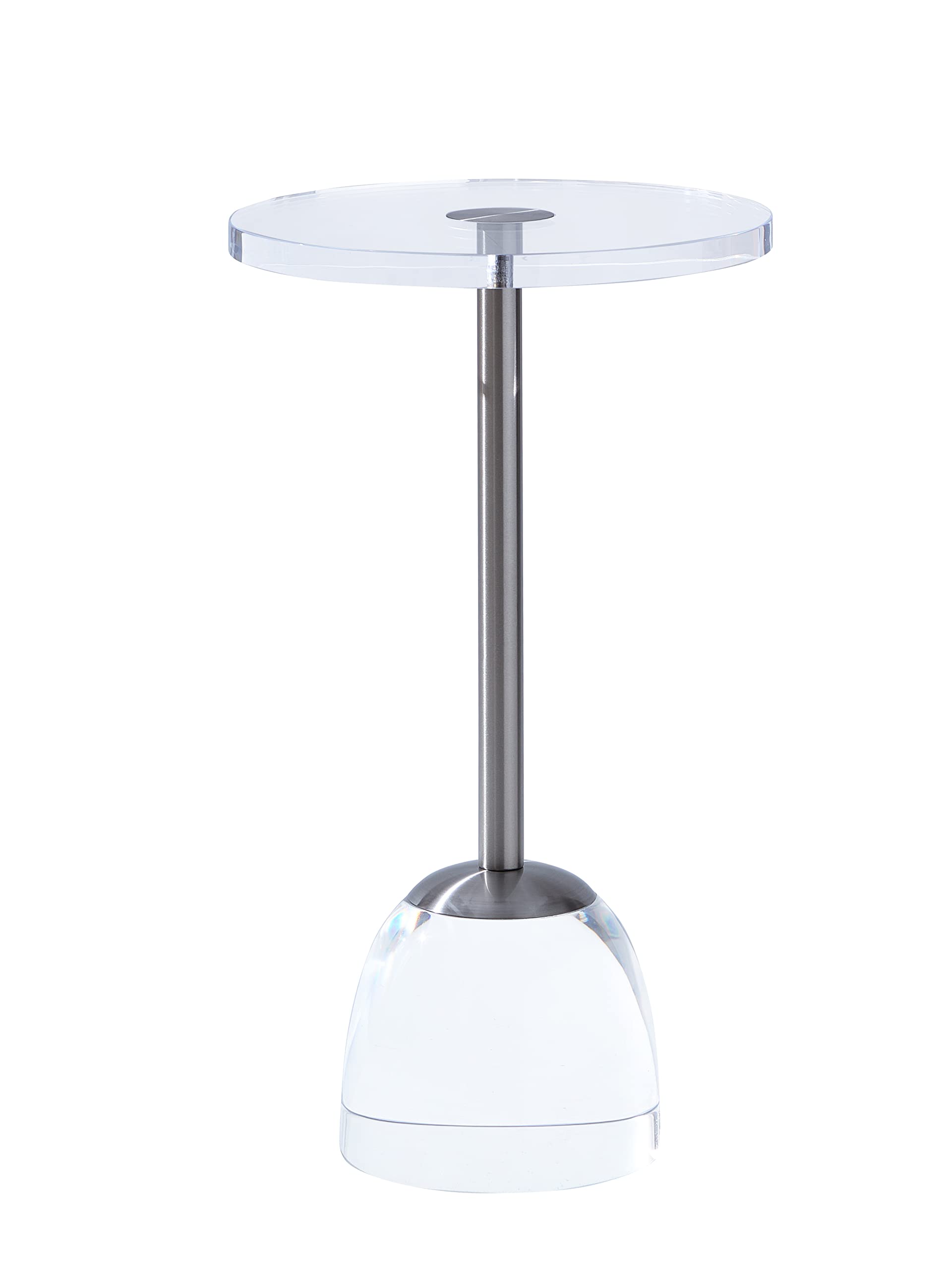 Clear Acrylic End Table with Silver Metal Frame - 12x12 Inch Side Table for Office, Living Room & Bedroom - Easy Assembly Modern Nightstand (21.3 Inch Height) - Perfect for Small Spaces, Apartments and Dorm Decor