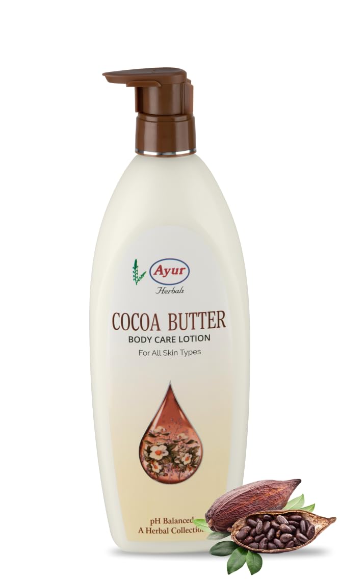 Ayur Cocoa Butter Body Lotion 500ml - Deep Moisturizing & Nourishing for Dry Skin - Perfect for Daily Hydration & Massage Therapy