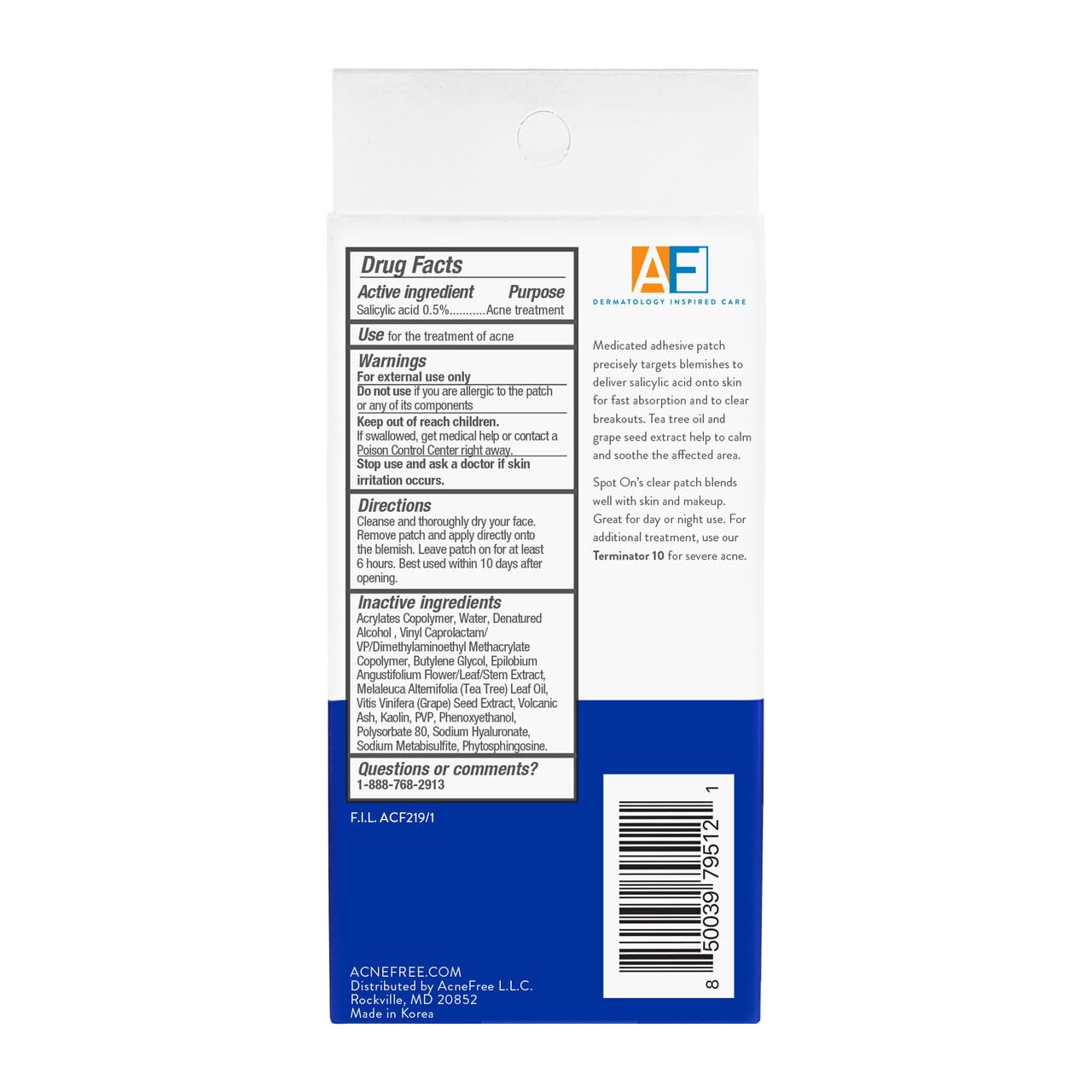 AcneFree Salicylic Acid Acne Treatment Patches - 36 Count | Pimple Spot Treatment for Face & Body | Overnight Blemish Cover for Clear Skin