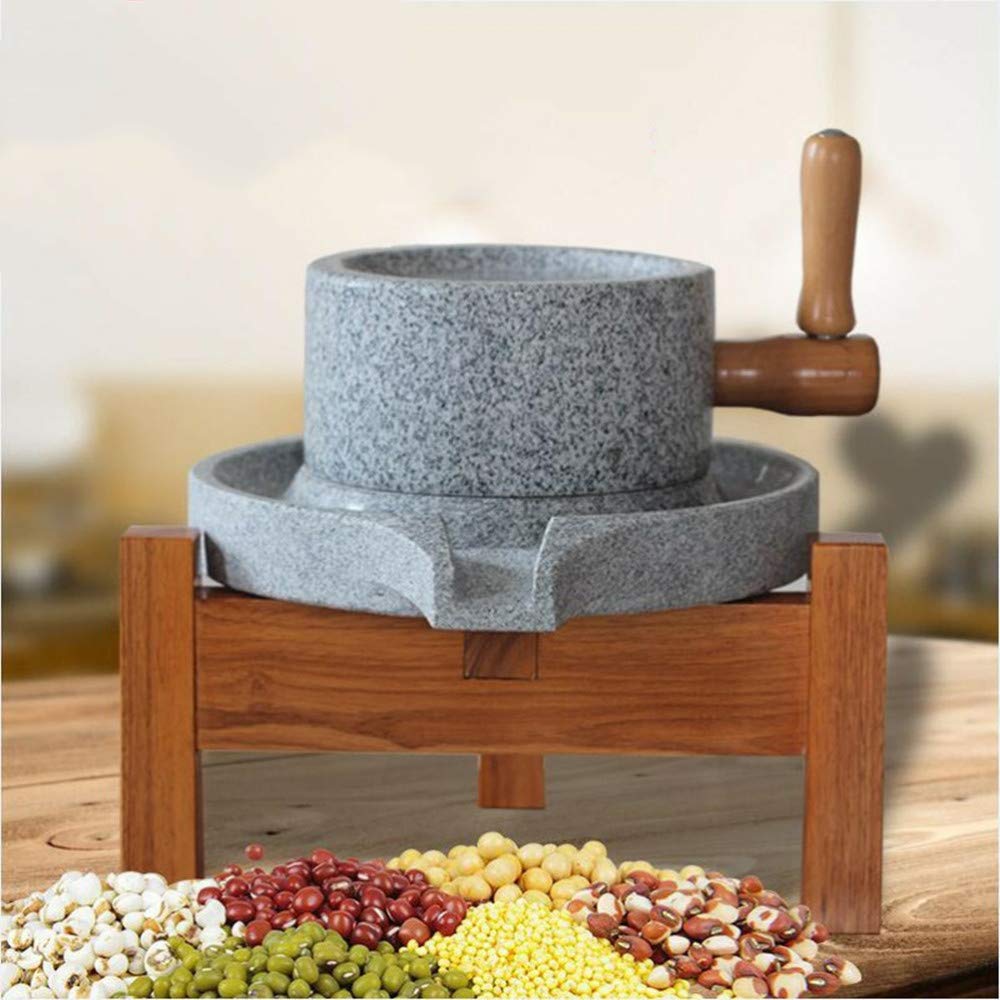 Premium Natural Granite Manual Grain Mill - Hand Crank Stone Grinder for Wheat, Rice & Spices (9.84x15.7in) - Perfect for Home Baking, Organic Flour Making & Traditional Cooking