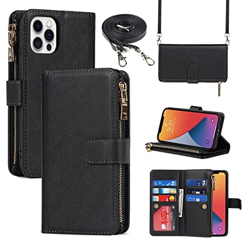 9 Card Slots Lanyard Black