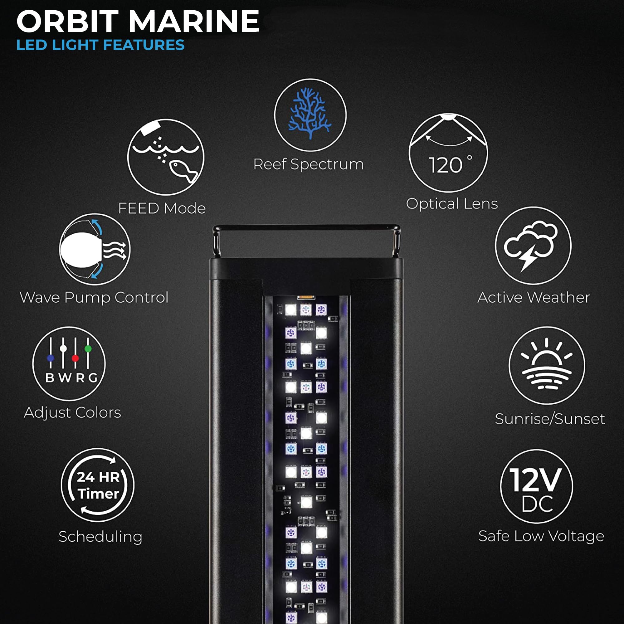 CURRENT USA Orbit Marine LED Aquarium Light 48-60 Inch with Bluetooth App Control | Wireless Saltwater Reef Lighting & eFlux Wave Pump Control for Fish Tank | Perfect for Coral Growth & Marine Life in Home or Office Aquariums (Model 4203)
