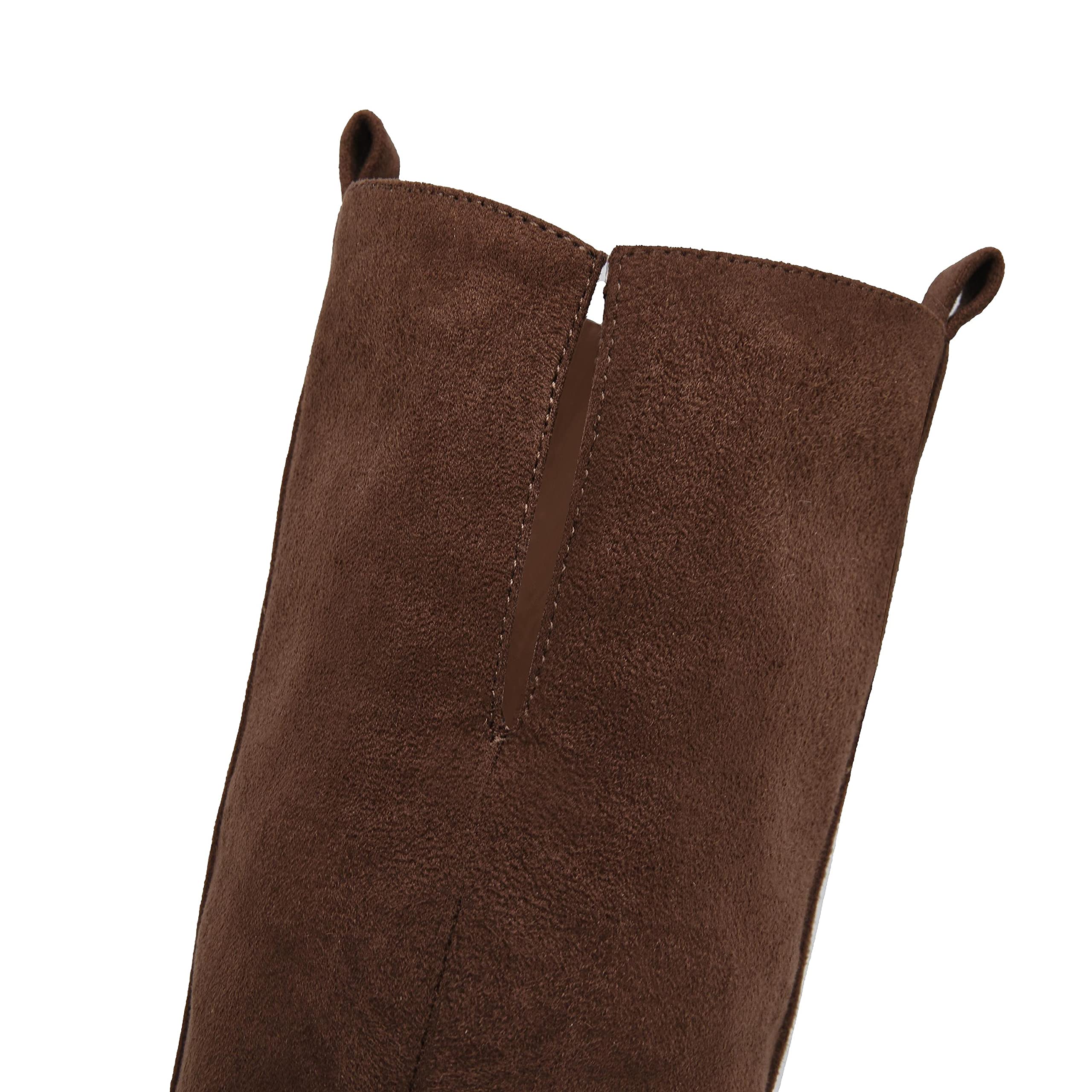 Ermonn Women's Faux Suede Knee High Boots with Side Zipper - Chunky Heel Stretch Winter Boots for Cold Weather, Fashion & Comfort