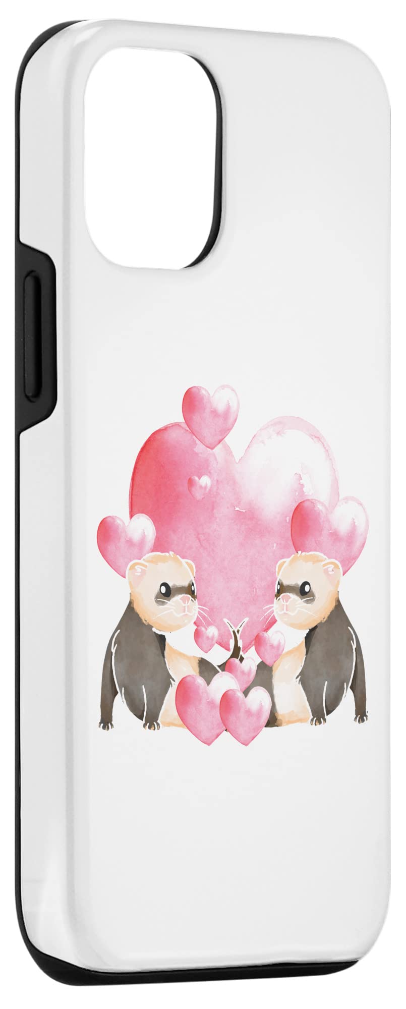 iPhone 12/12 Pro Ferret Couple Case - Cute Ferret Zoo Animal Lover Phone Cover for Women & Men - Perfect Gift for Ferret Owners & Animal Lovers (Home, Office, Travel)