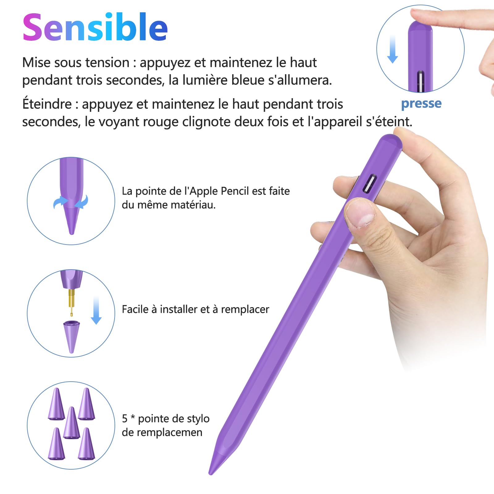 Apple Pencil Alternative for iPad 10th & 11th Gen (2018-2025 Models) - High Precision Stylus with Palm Rejection for iPad 6/7/8/9/10/11, Air 3/4/5/M2/M3, Mini 5/6 - Perfect for Drawing, Note-Taking & Professional Work