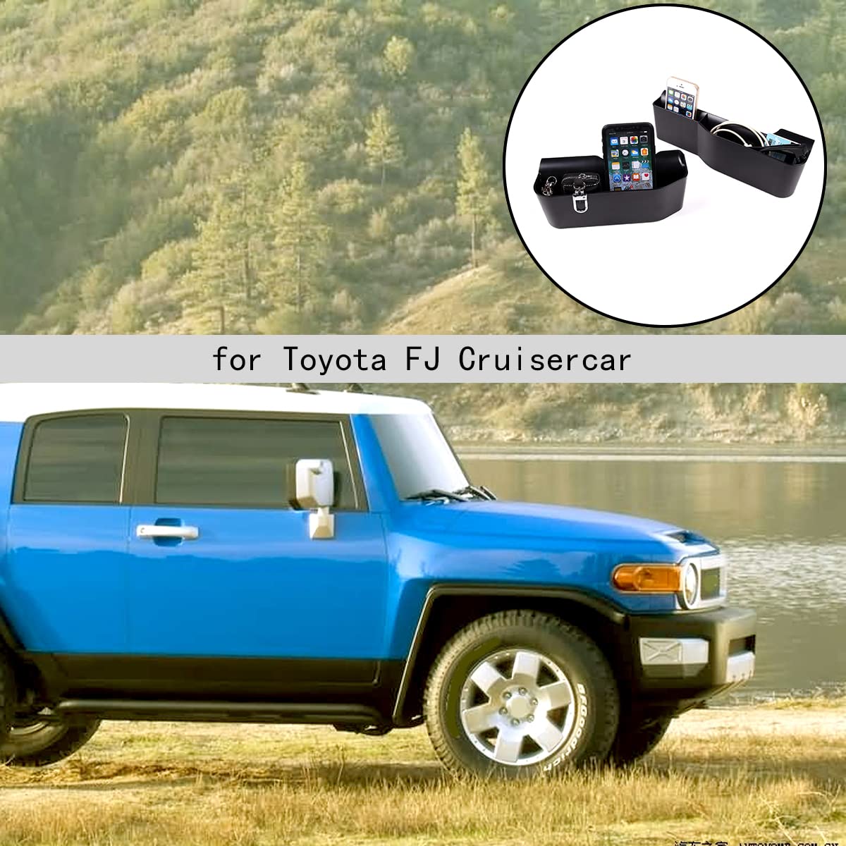 HappyHorse Center Console Storage Box Tray Compatible with Toyota FJ Cruiser 2007-2021 - Gear Organizer with Increased Storage Space for Car Accessories | Perfect for Road Trips & Off-Road Adventures