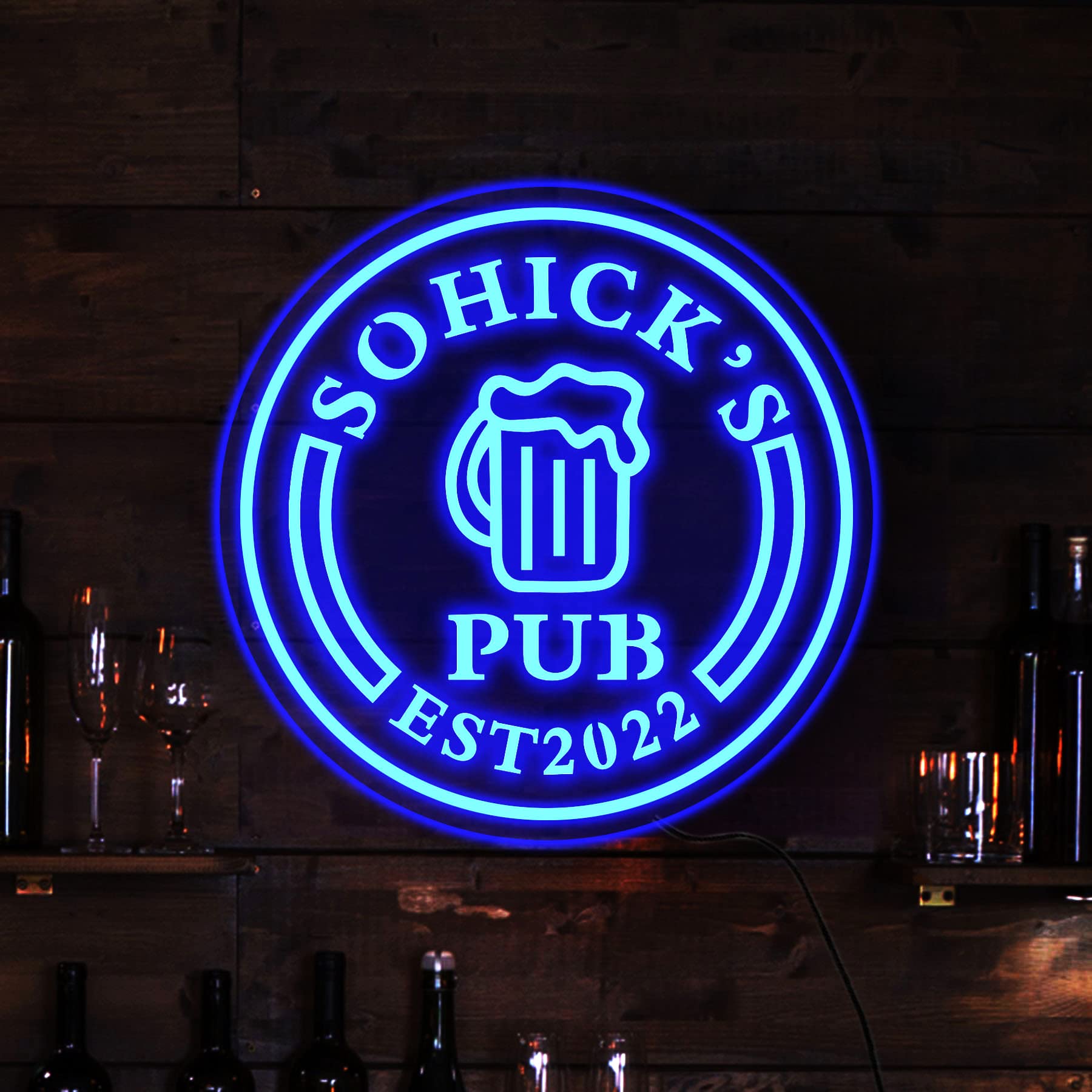 Custom Beer Pub Neon Sign - Vintage Wall Lights for Man Cave, Bar & Home Decor - Cool LED Neon Bar Sign Gift for Men, Husband, Wedding & Birthday Party - Perfect for Bars, Pubs, Game Rooms & Gifts
