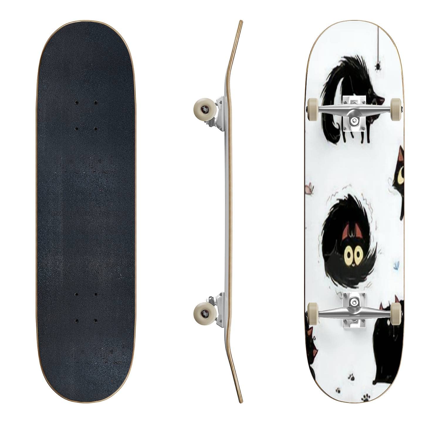 Vintage Cat Portrait Skateboard - Classic Concave Deck for Beginners & Pros | Longboard for Extreme Sports & Teen Gifts | Perfect for Street Skating, Commuting & Skatepark Tricks